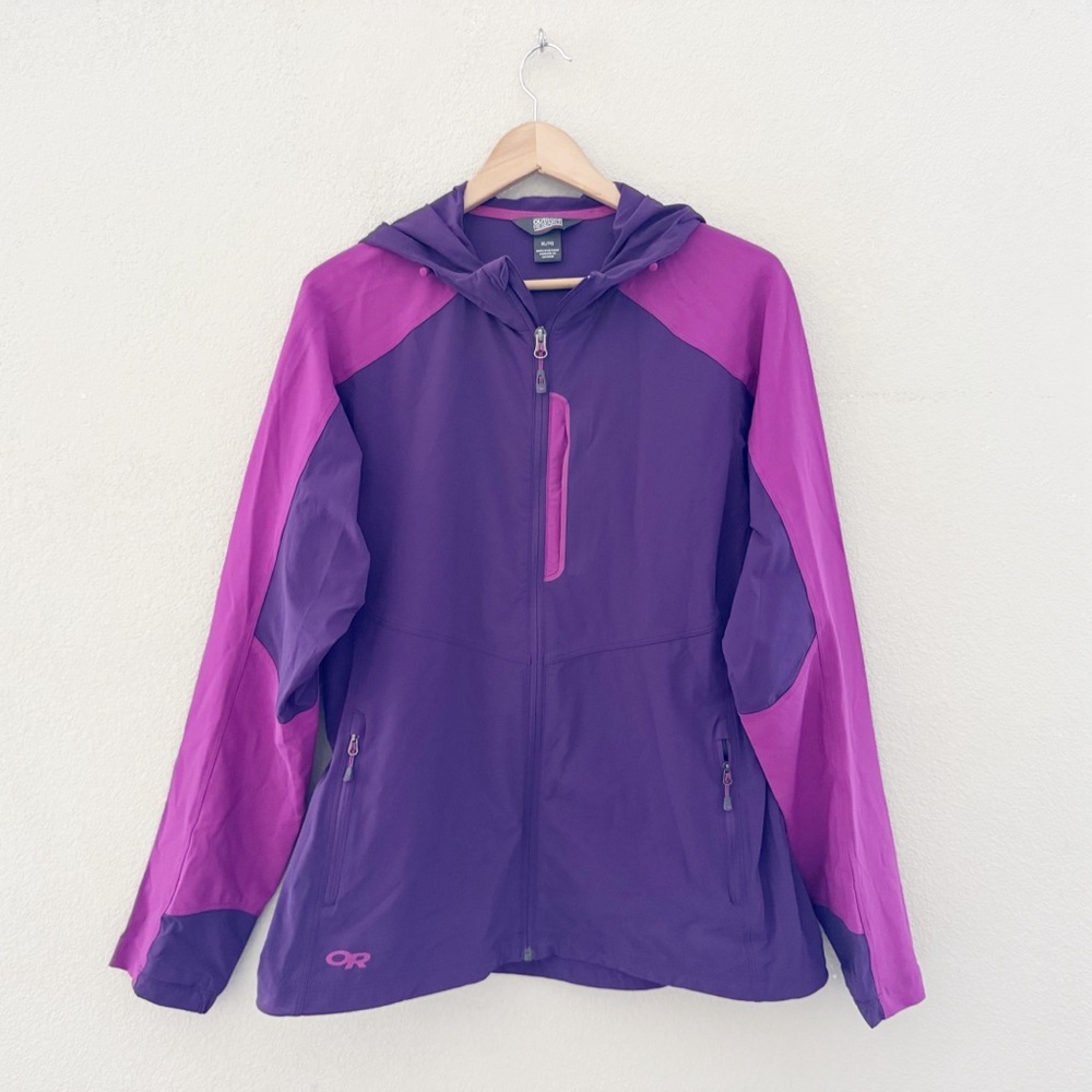 Outdoor Research Ferrosi Hood Jacket Womens XL Nylon Purple Windbreaker Outdoor - Picture 2 of 13